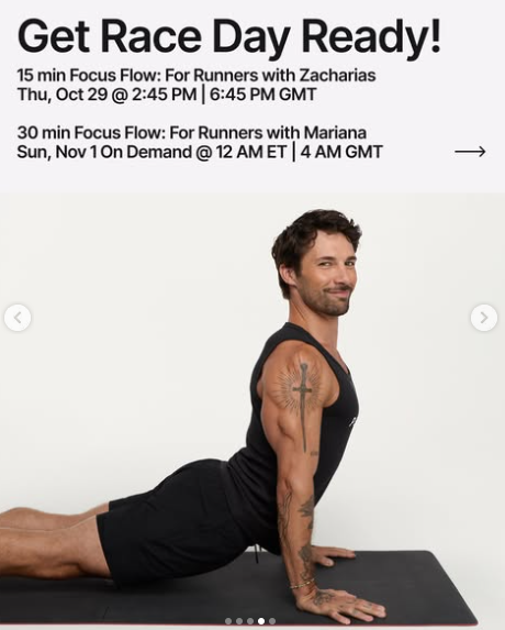 Two new Focus Flow: For Runners are coming this week. Image credit Peloton social media.