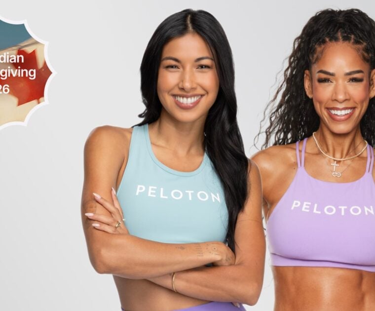 Greta Dopp, Kirsten Ferguson, and Peloton's new Canadian Thanksgiving badge.