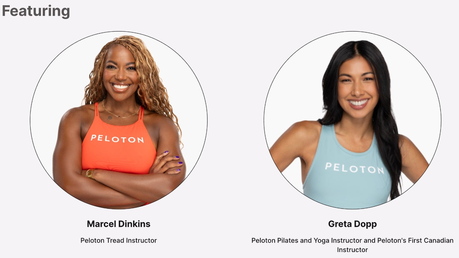Marcel Dinkins and Greta Dopp will lead Peloton events during Toronto Waterfront Marathon weekend.