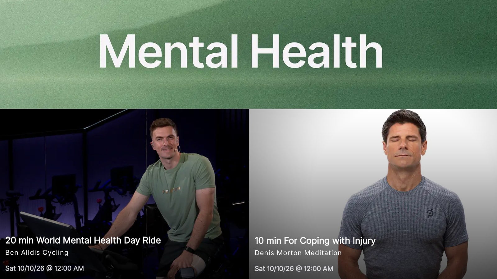 Peloton classes released on World Mental Health Day 2026
