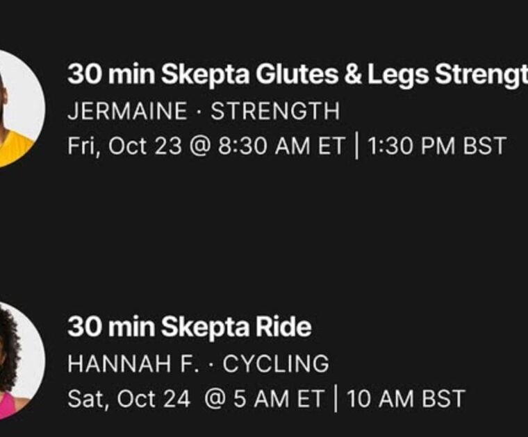 Some of Peloton's Skepta artist series classes.