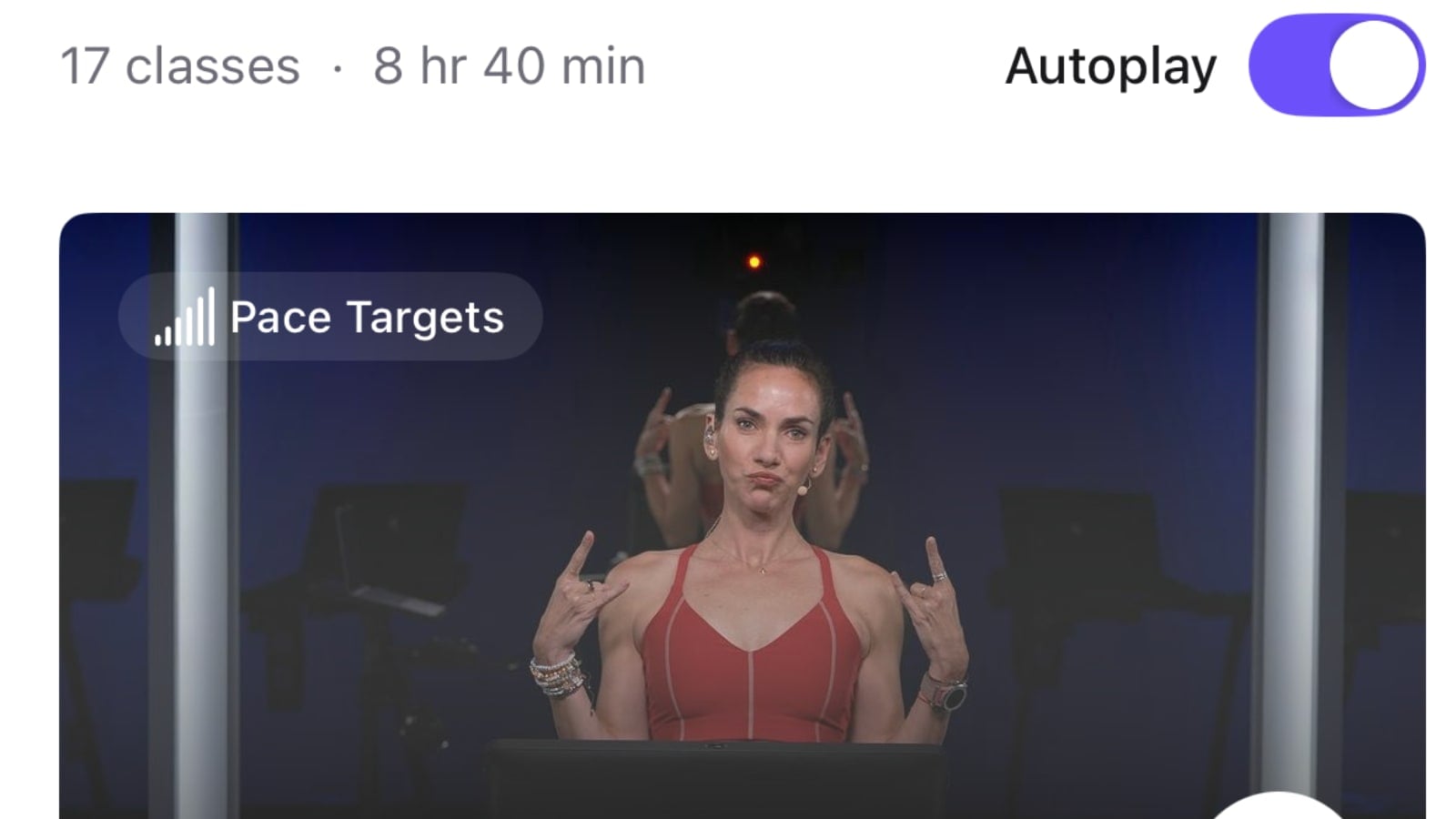 The Peloton stack feature now allows 25 classes instead of 10.